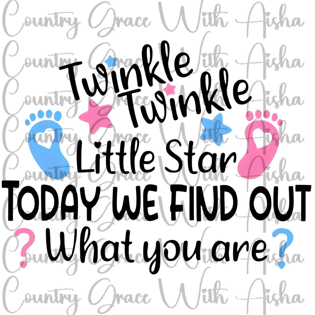 Gender Reveal Twinkle Little Star Ready to Press Sublimation Transfer