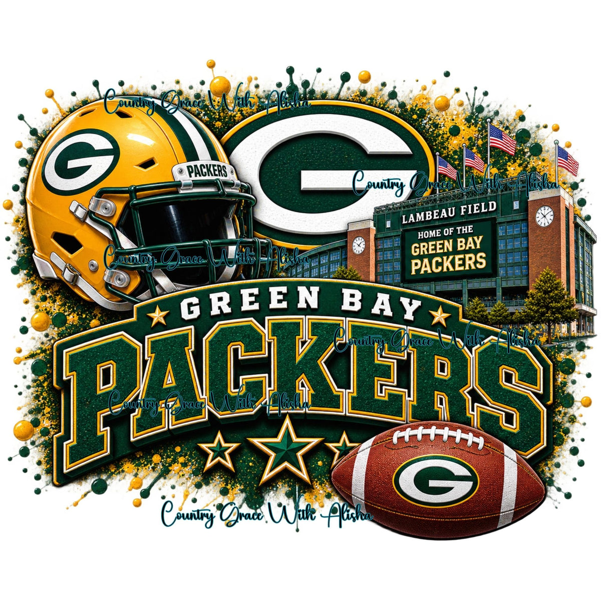 Sublimation Print Green Bay Packers Football Ready to Press Paper Heat Transfer