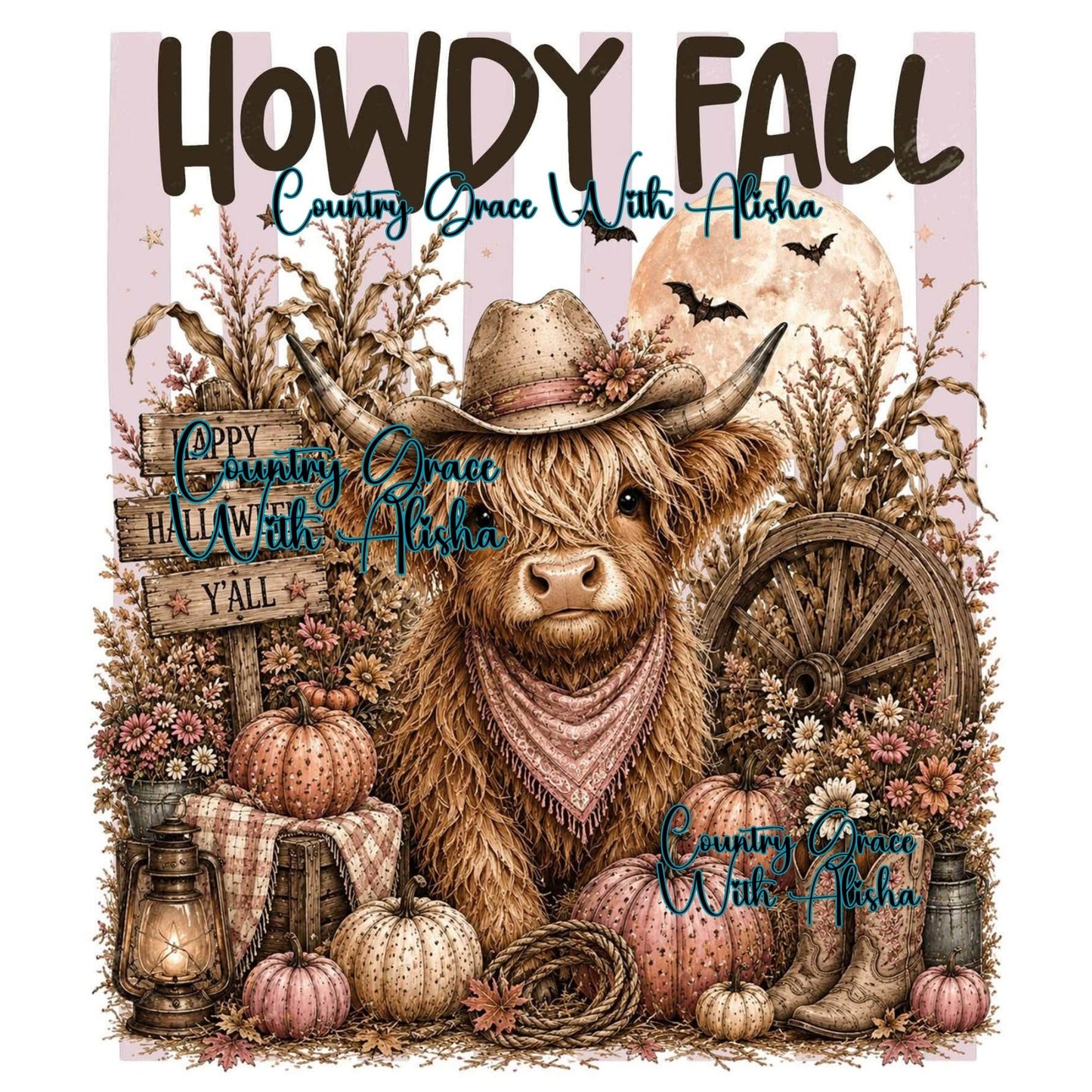 Howdy Fall Cow Ready to Press Sublimation Transfer