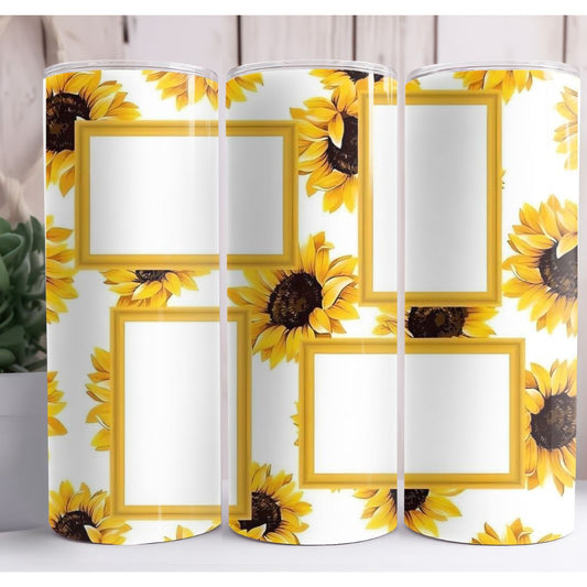 Sunflowers Personalized Photo 20oz Skinny Tumbler