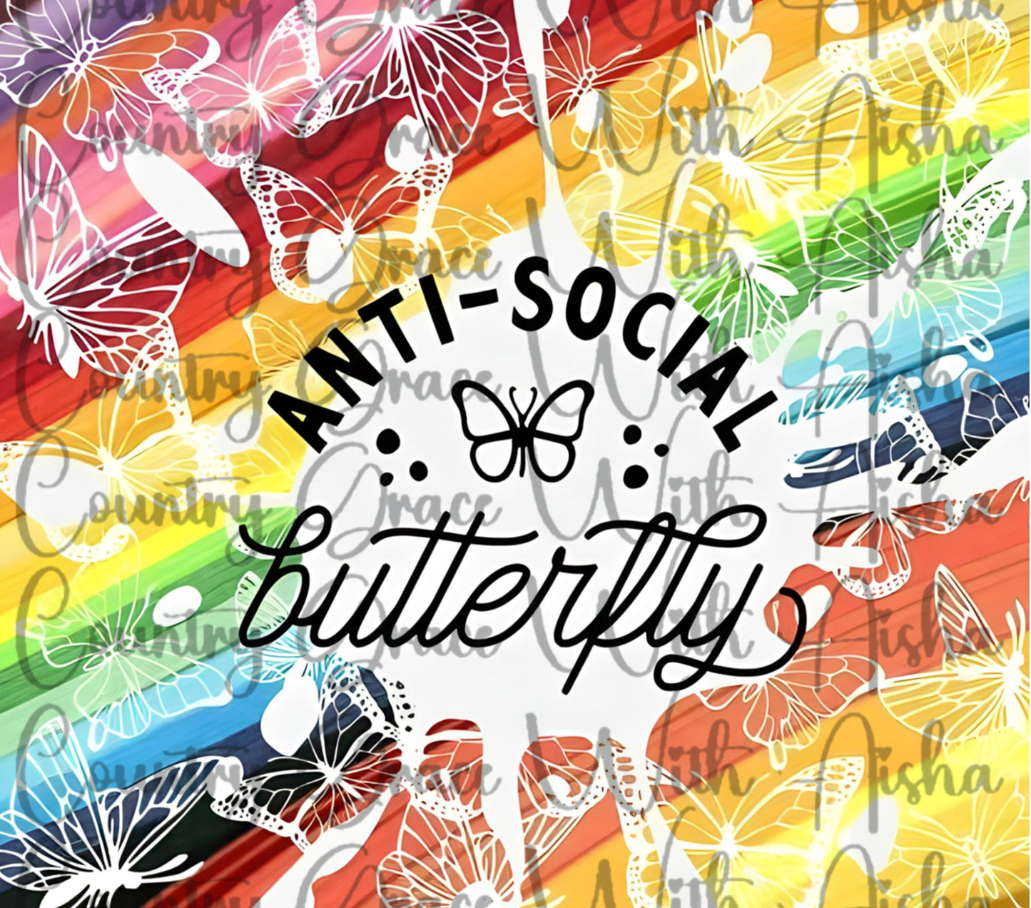 Anti Social 20oz Skinny Tumbler Sublimation Transfer Wrap