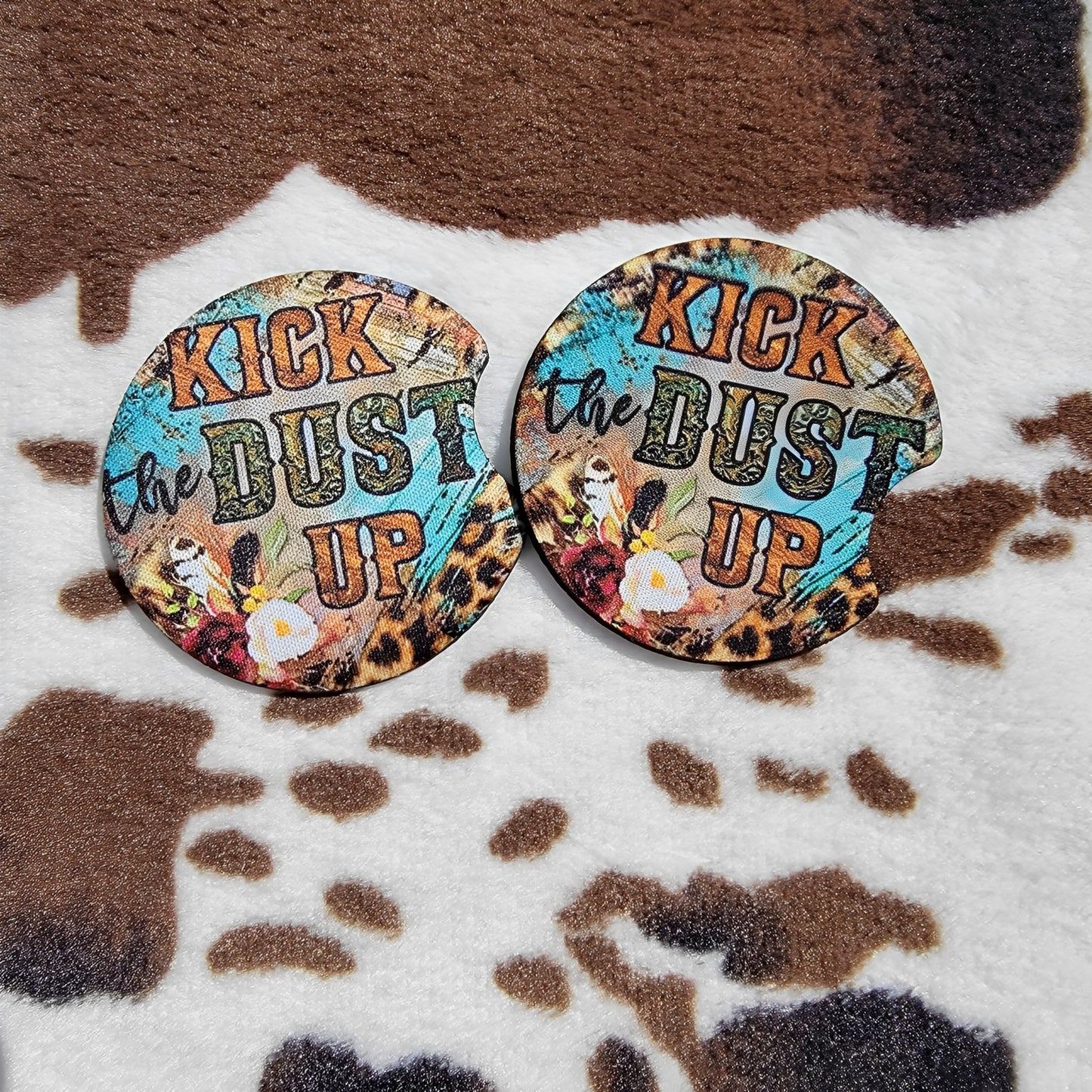 Kick The Dust Up Neoprene Car Coaster Set
