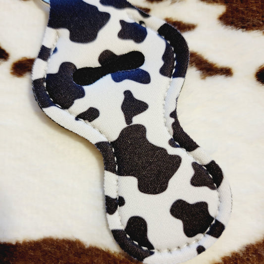 Cow Print Chapstick Holder Keychain