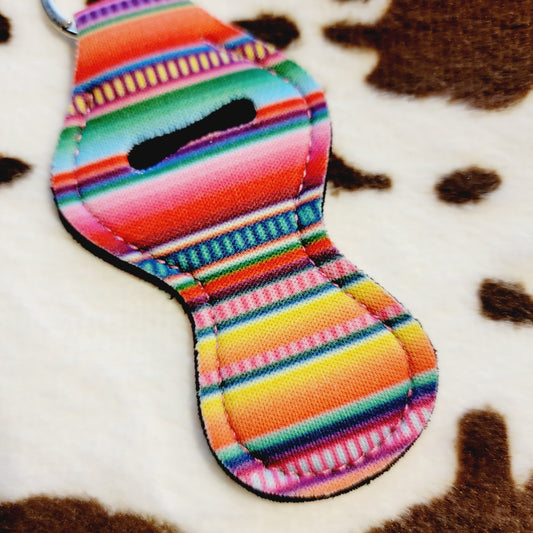 Serape Stripes Chapstick Holder Keychain