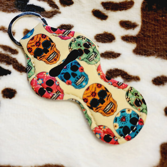 Sugar Skull Chapstick Holder Keychain