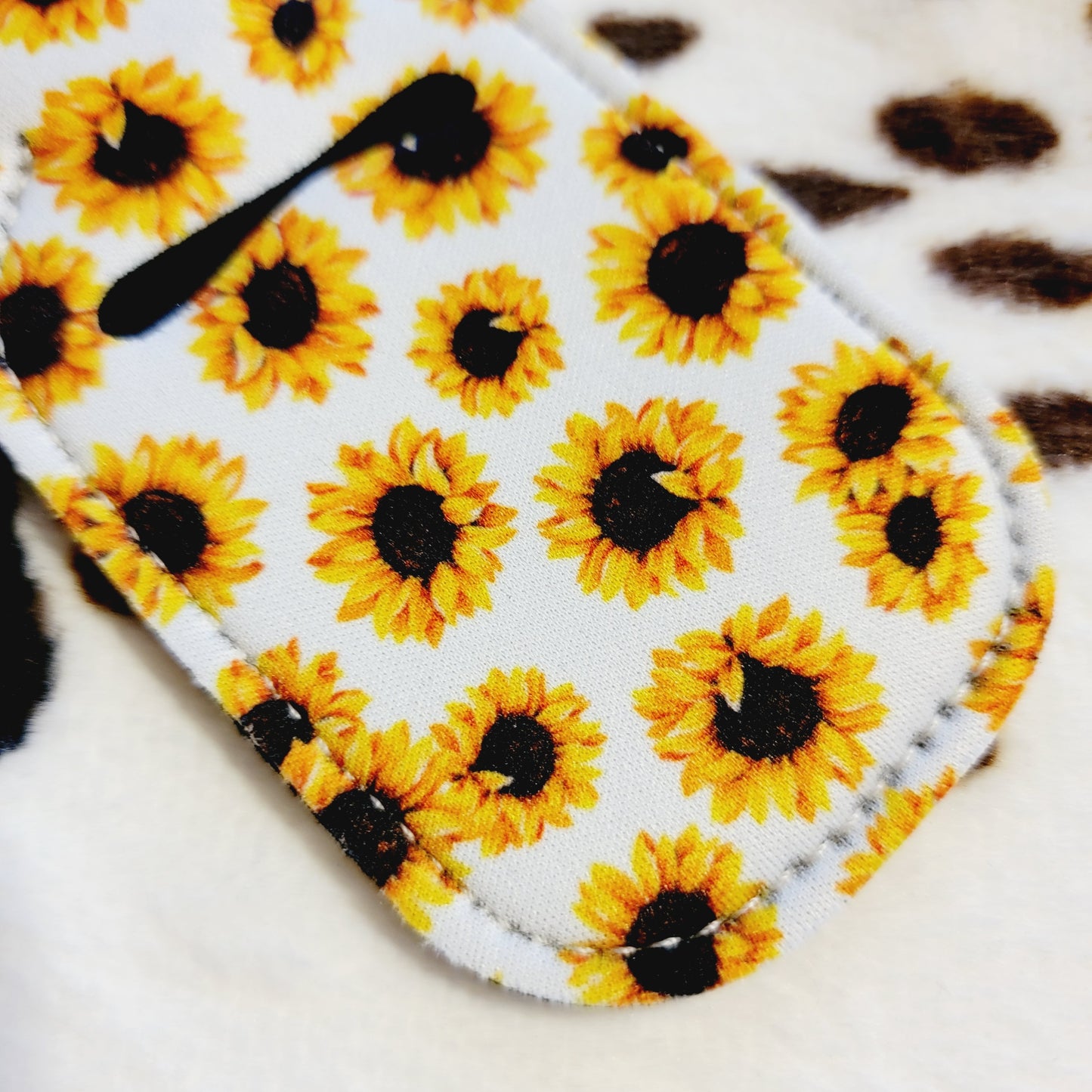 White Sunflower Hand Sanitizer Holder Keychain