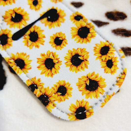 White Sunflower Hand Sanitizer Holder Keychain