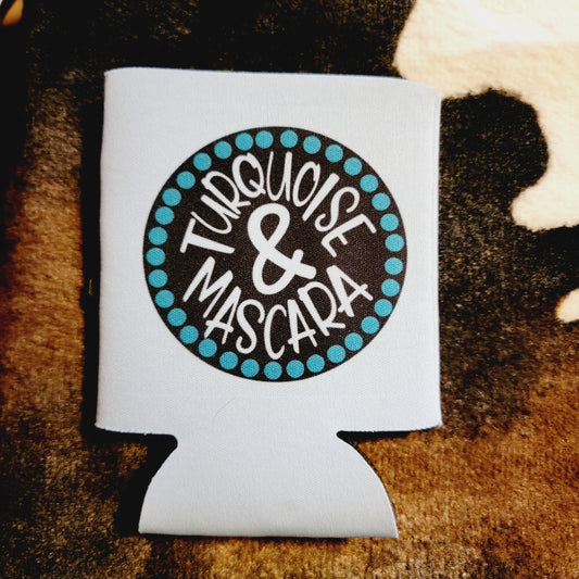 Turquoise and Mascara Can Cooler Koozie
