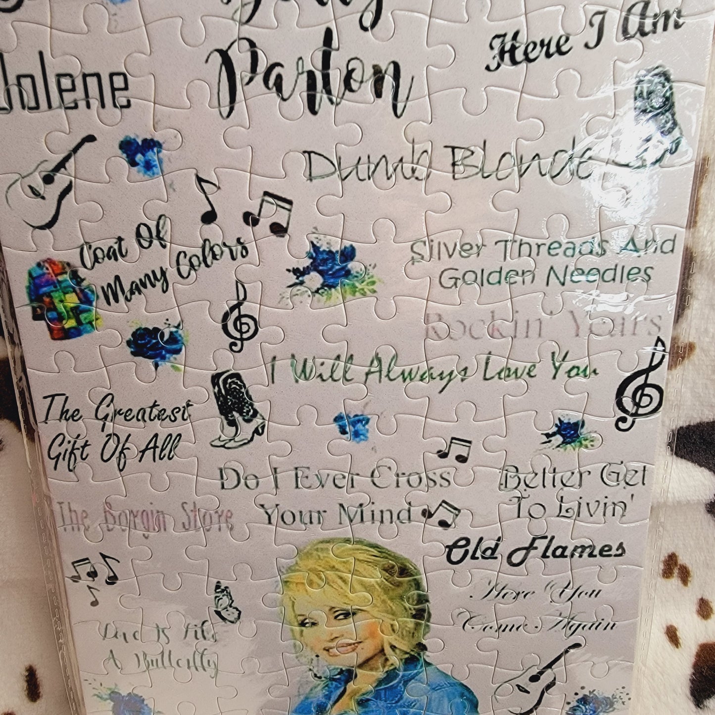 Dolly Parton Greatest Hits 120 Piece Handmade Jigsaw Puzzle