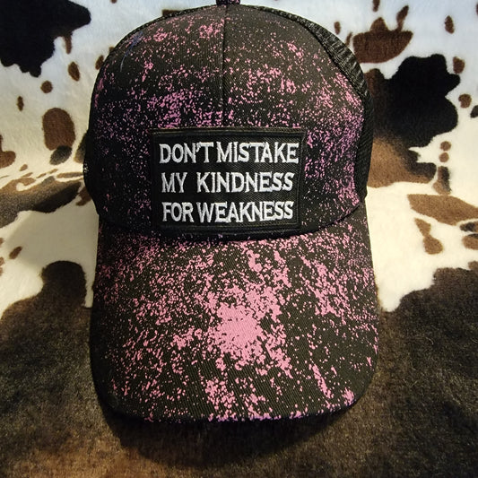 My Kindness Black Criss Cross Ponytail Patch Hat