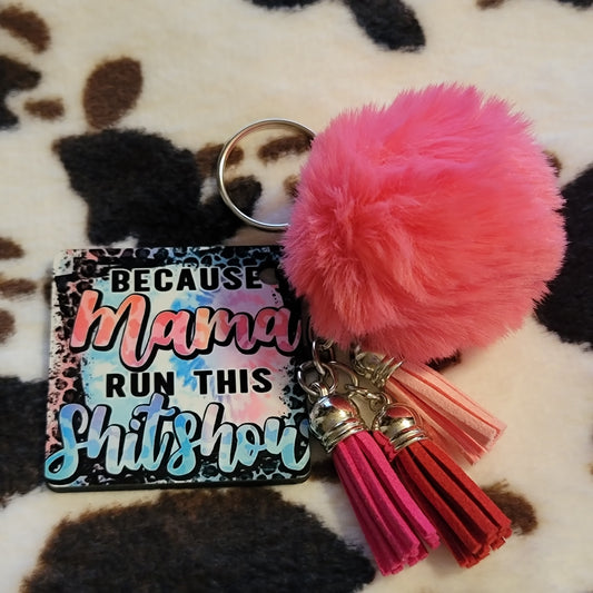 Mama Runs This Show Pom Pom Keychain