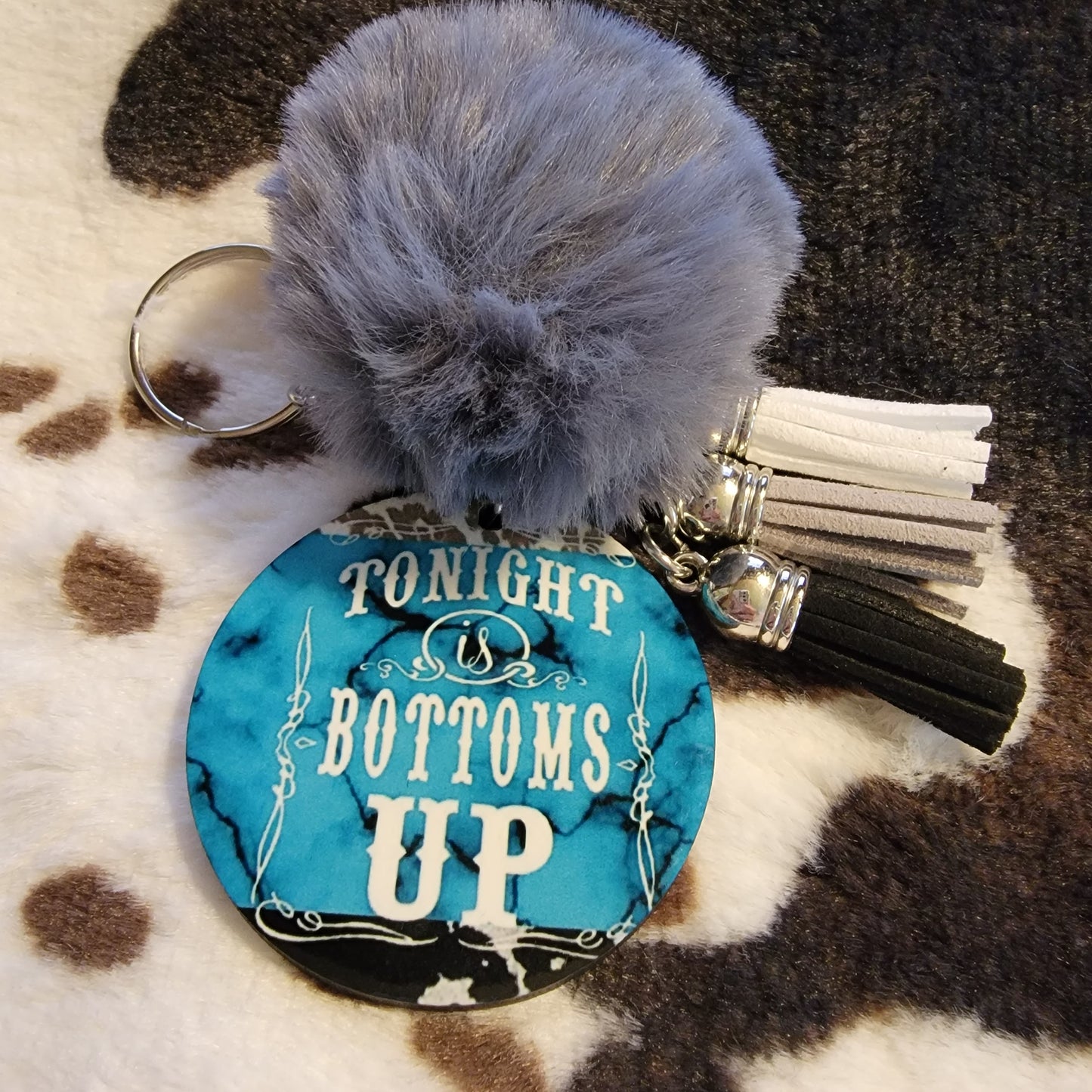 Bottoms Up Pom Pom Keychain