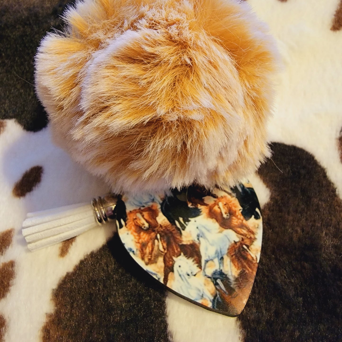 Horses Heart Pom Pom Keychain