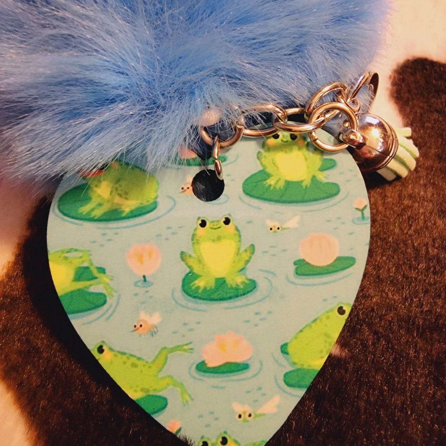Frog Heart Pom Pom Keychain