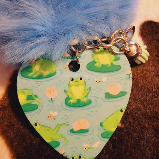 Frog Heart Pom Pom Keychain