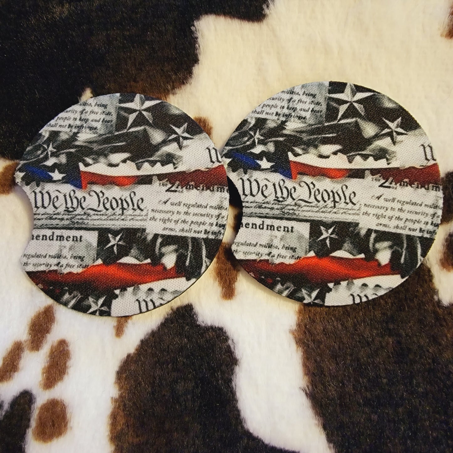 We The People Flag Neoprene Car Coaster Set