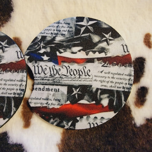 We The People Flag Neoprene Car Coaster Set