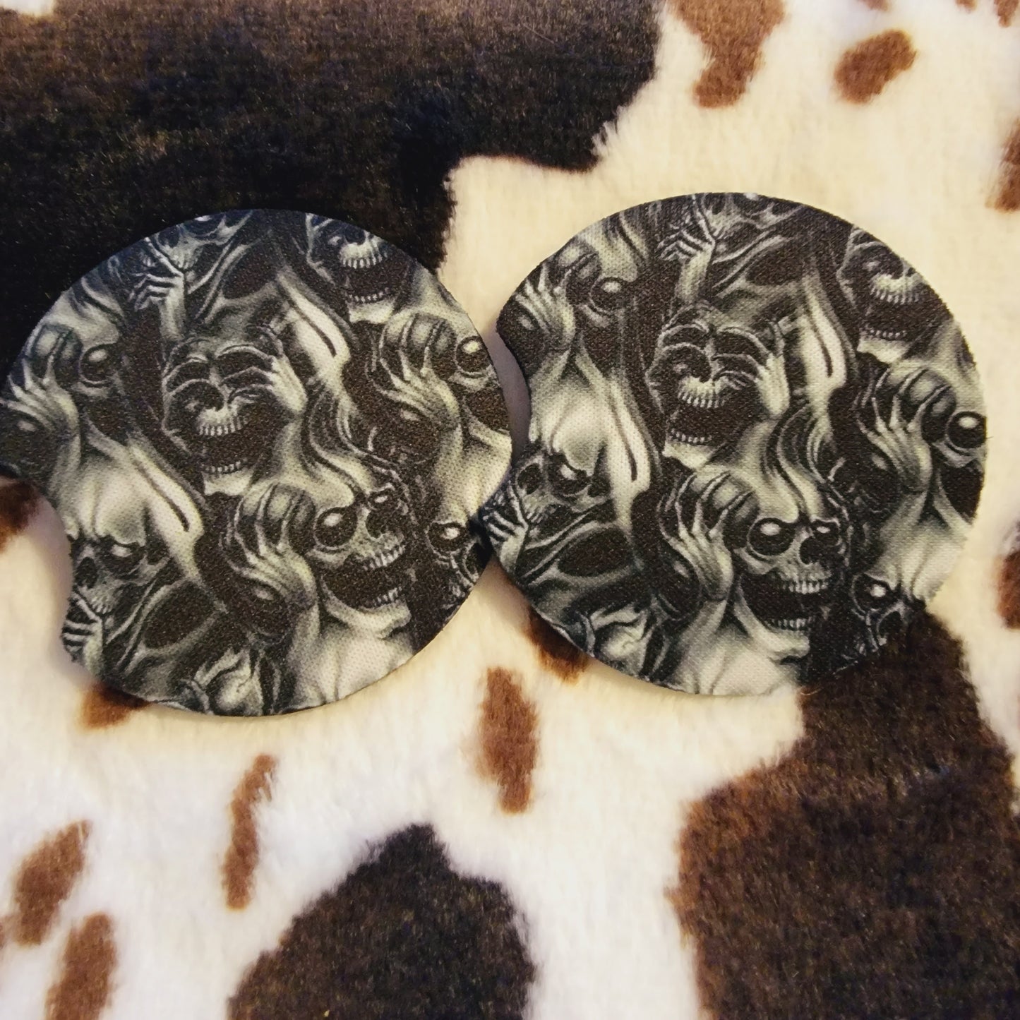 Screaming Skulls Neoprene Car Coaster Set