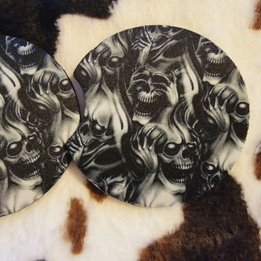 Screaming Skulls Neoprene Car Coaster Set