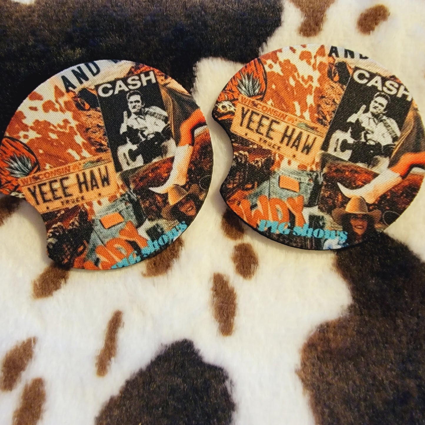 Johnny Cash Collage Neoprene Car Coaster Set