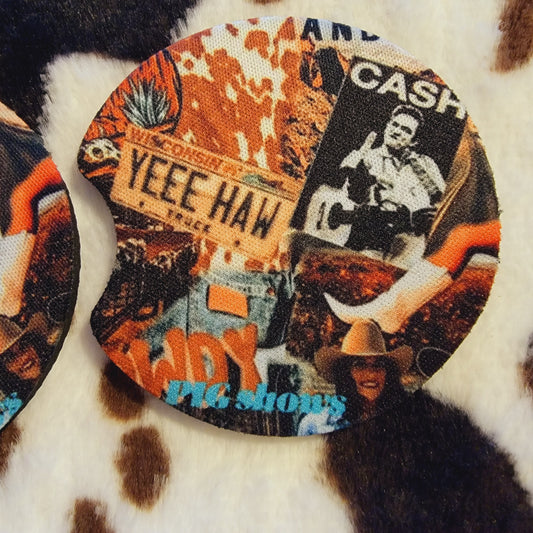 Johnny Cash Collage Neoprene Car Coaster Set