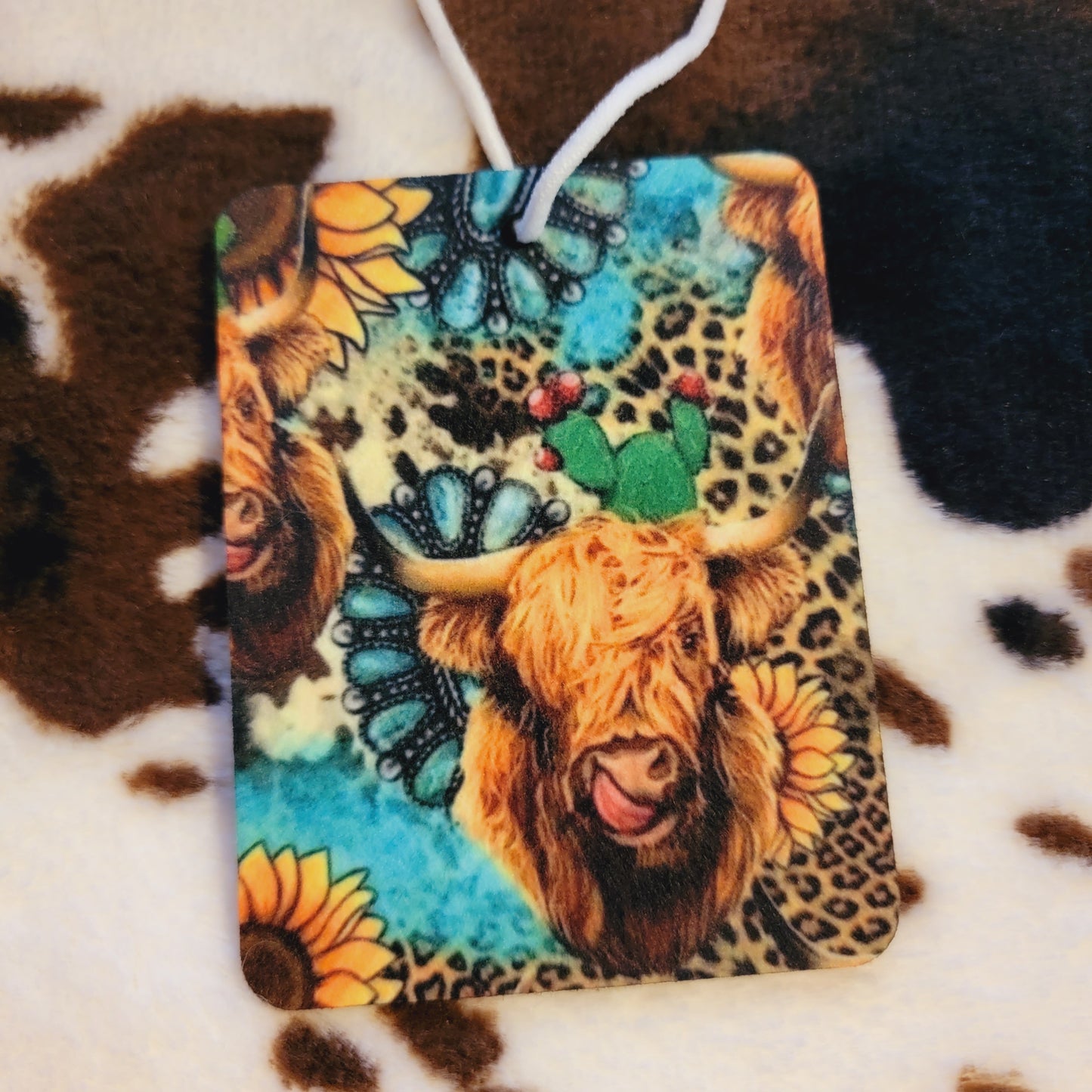 Sunflower Highland Cow Unscented Car Air Freshener