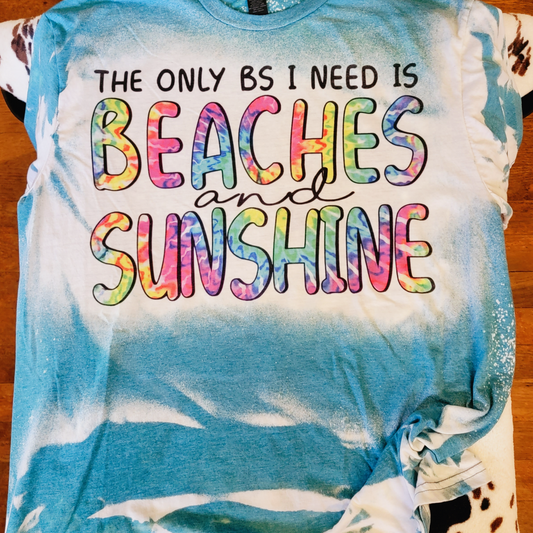 Beaches And Sunshine Light Blue Bleached Tee