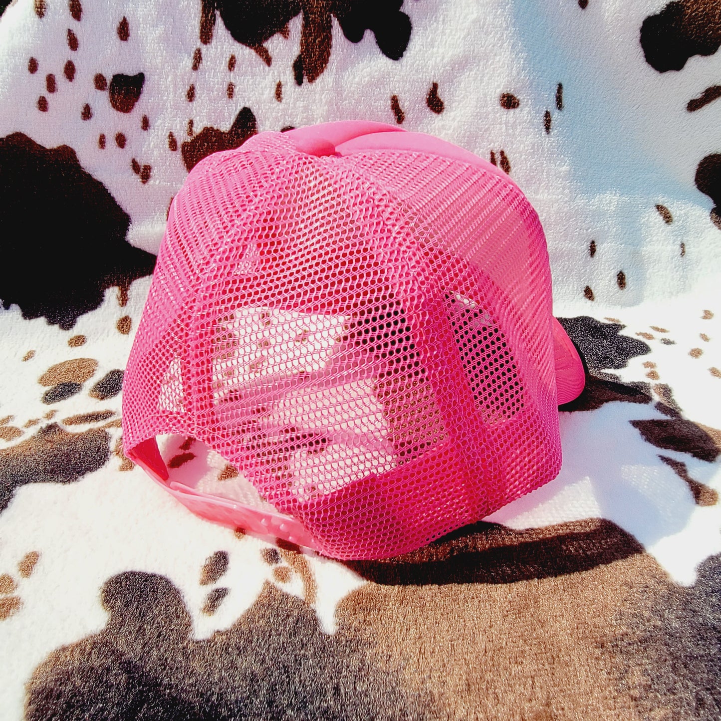 Find Out Neon Pink Handmade Patch Trucker Hat