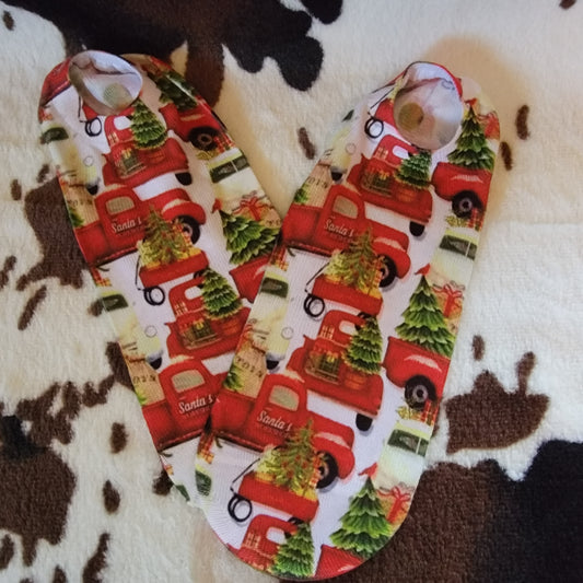 Old Truck Christmas No Show Custom Socks