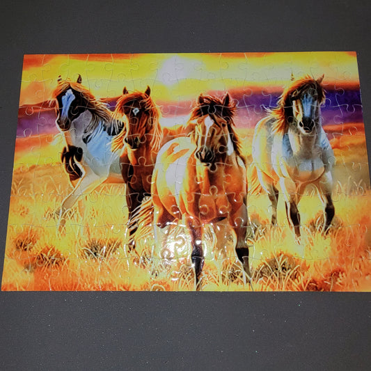 Horses Sunset 120 Piece Handmade Jigsaw Puzzle