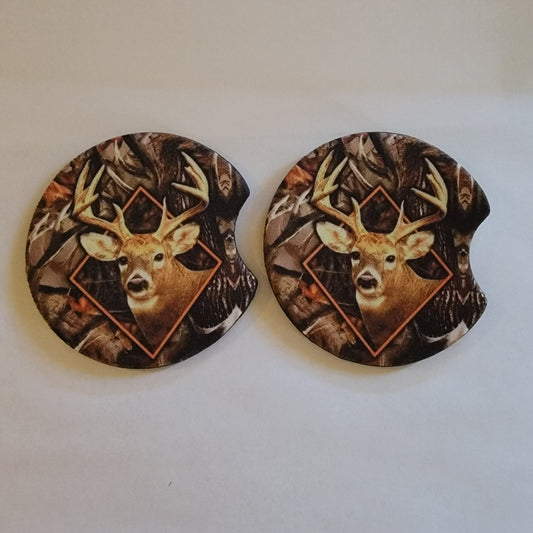 Camo Deer Neoprene Car Coaster Set