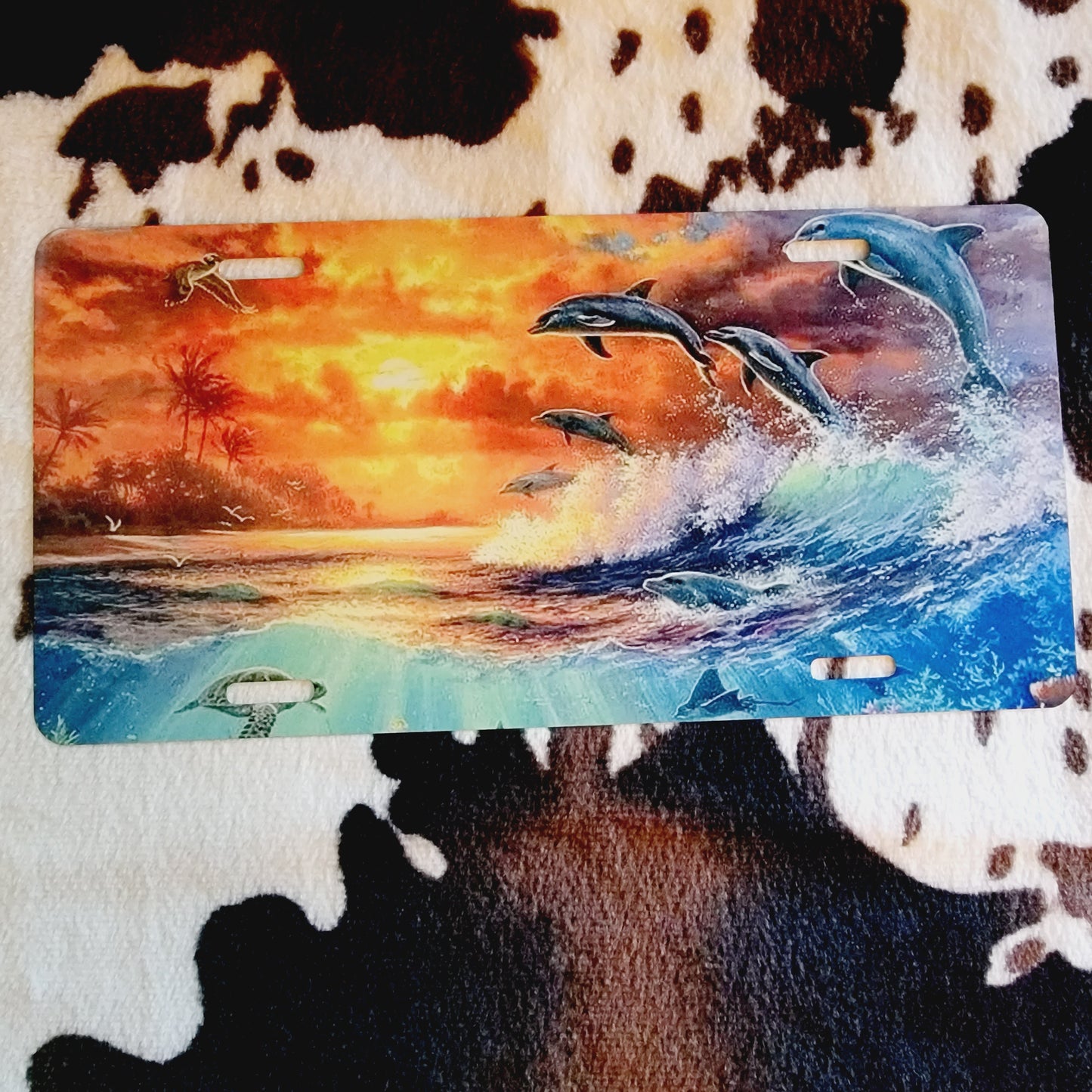 Dolphin Ocean Custom Handmade Car Tag License Plate