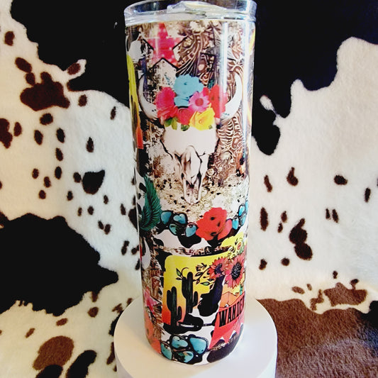 Western Collage Custom 20oz Skinny Tumbler