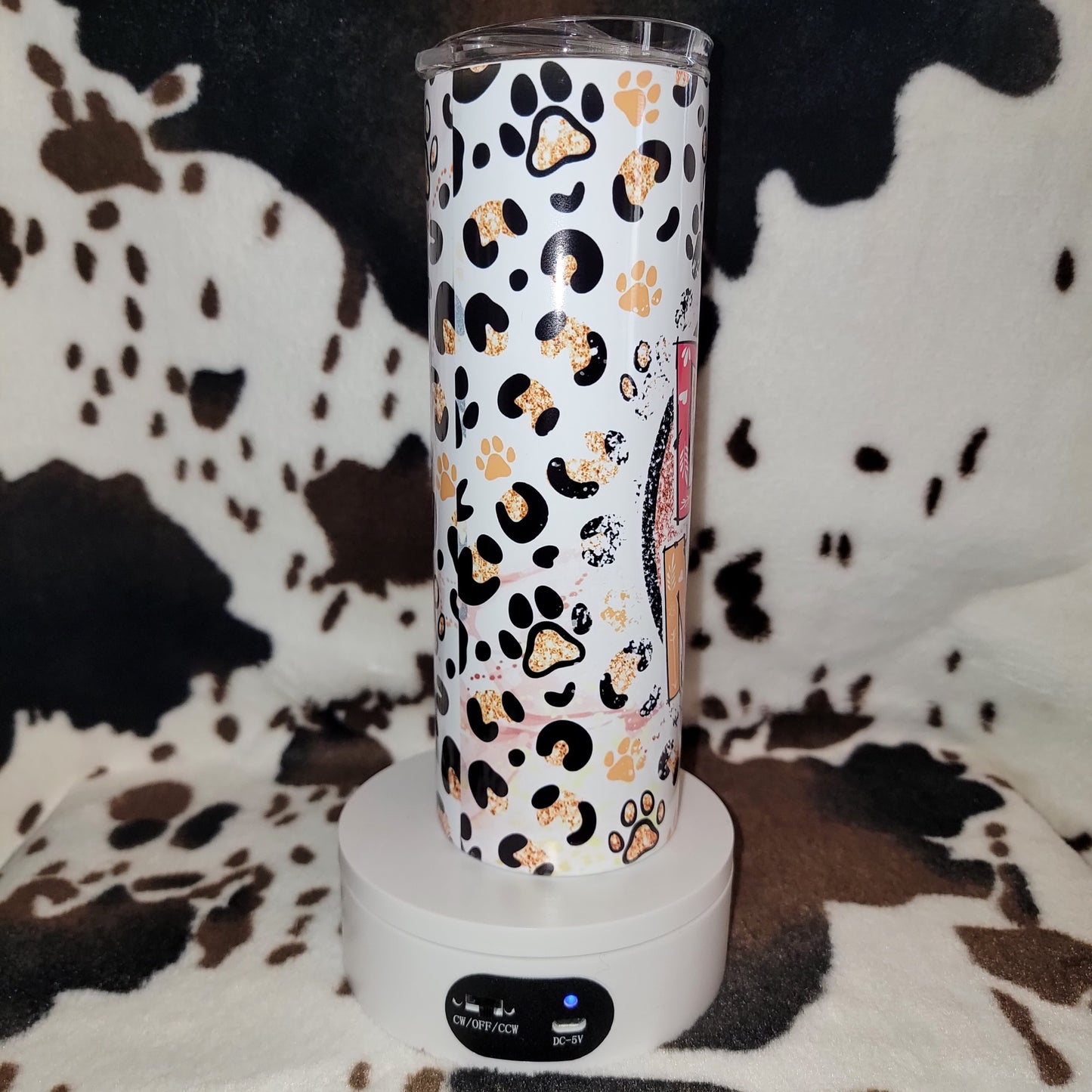 Dog Mom Animal Print Custom 20oz Skinny Tumbler