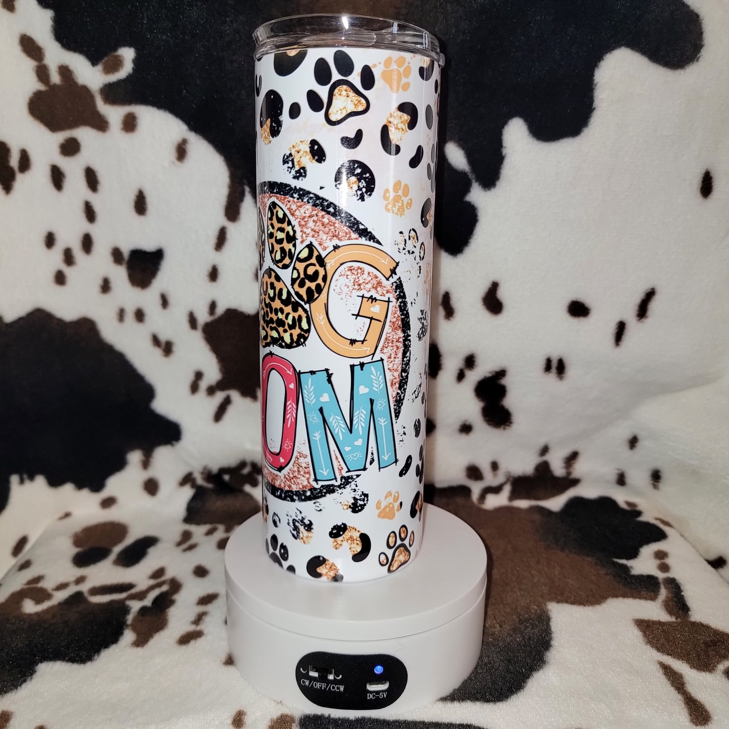 Dog Mom Animal Print Custom 20oz Skinny Tumbler
