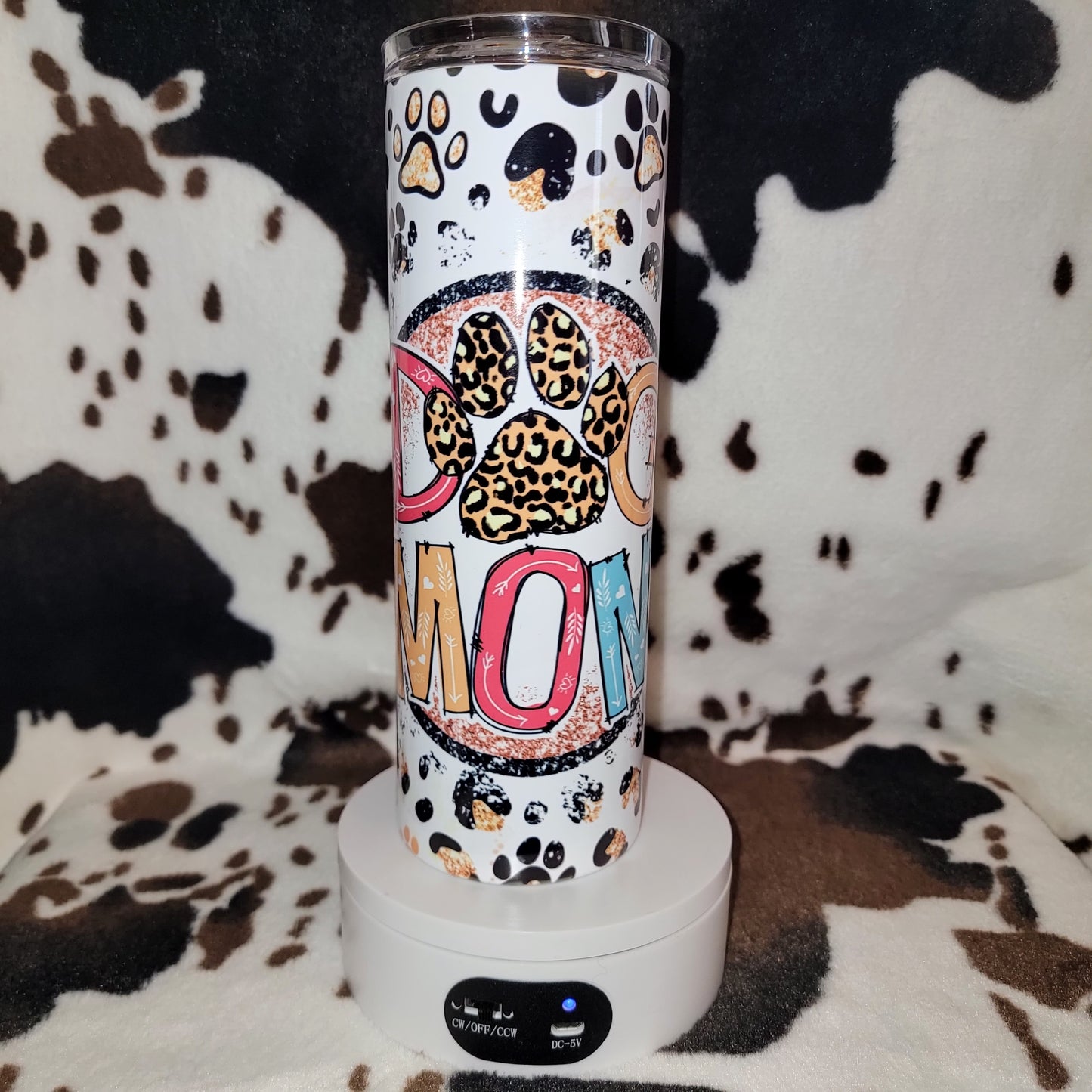 Dog Mom Animal Print Custom 20oz Skinny Tumbler
