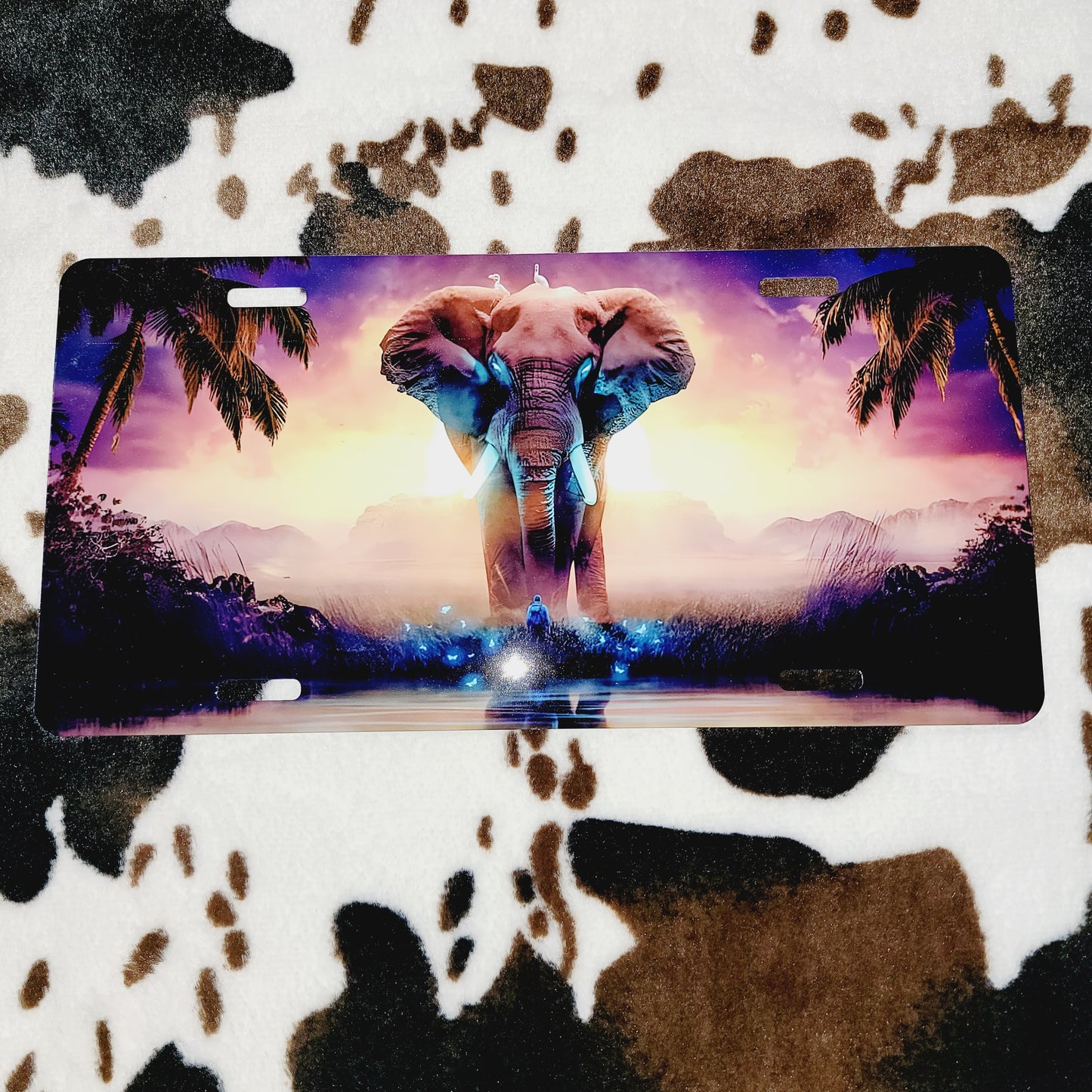 Elephant Jungle Custom Handmade Car Tag License Plate