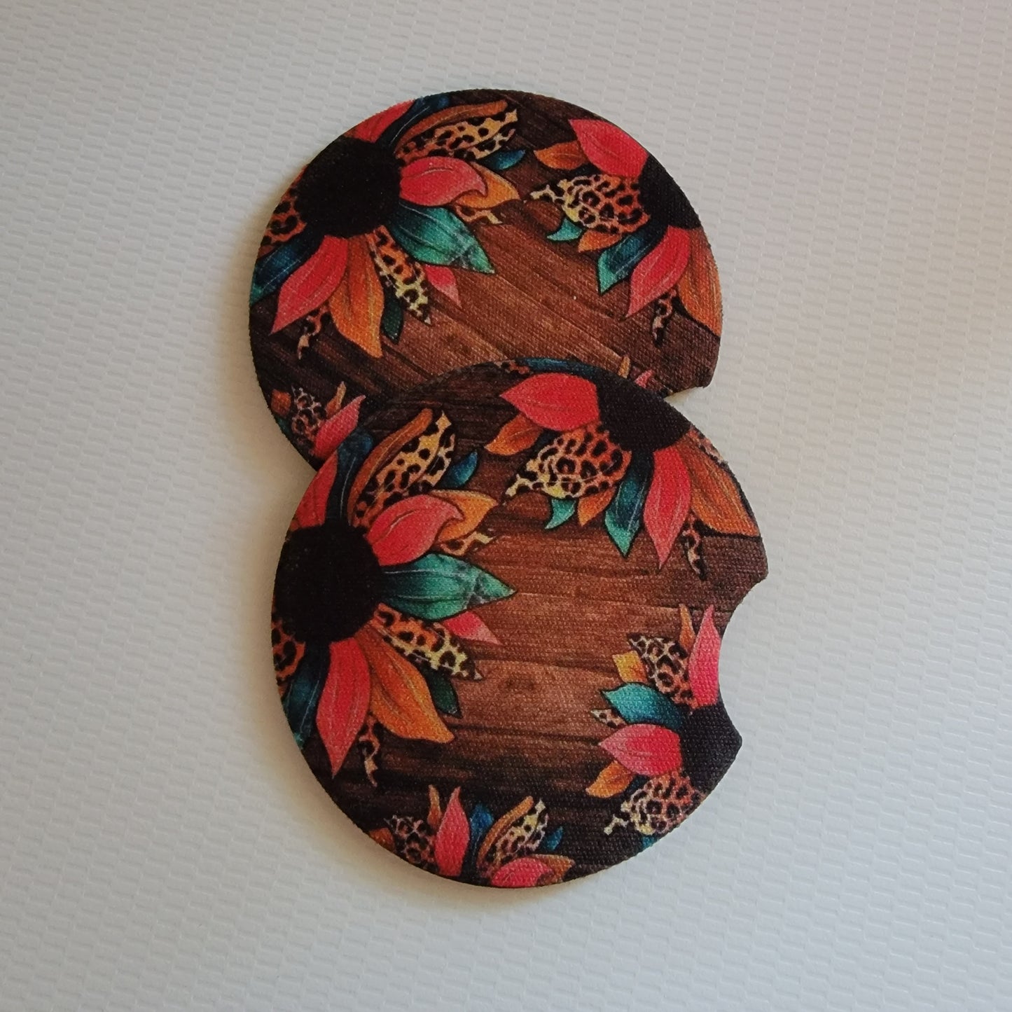 Sunflower Neoprene Car Coaster Set