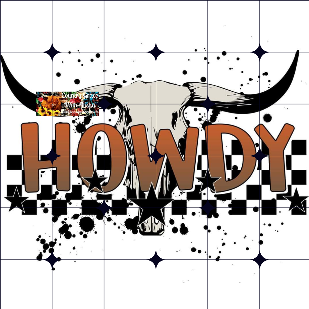 Howdy Bull Skull Ready to Press Sublimation Transfer