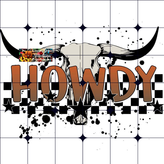 Howdy Bull Skull Ready to Press Sublimation Transfer