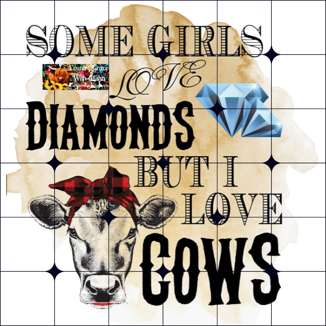 Diamonds Cows Ready to Press Sublimation Transfer