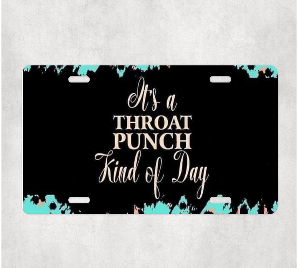 Throat Punch Car Tag License Plate
