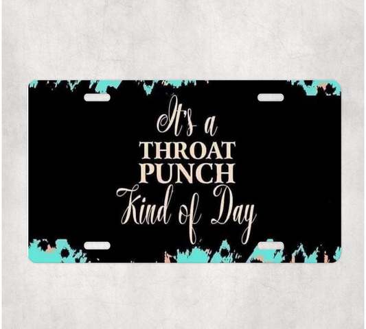 Throat Punch Car Tag License Plate