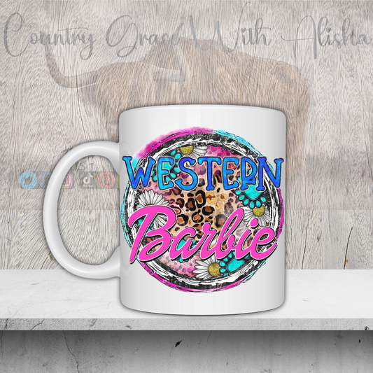 Western Barbie Sublimated 11oz Ceramic Coffee Mug