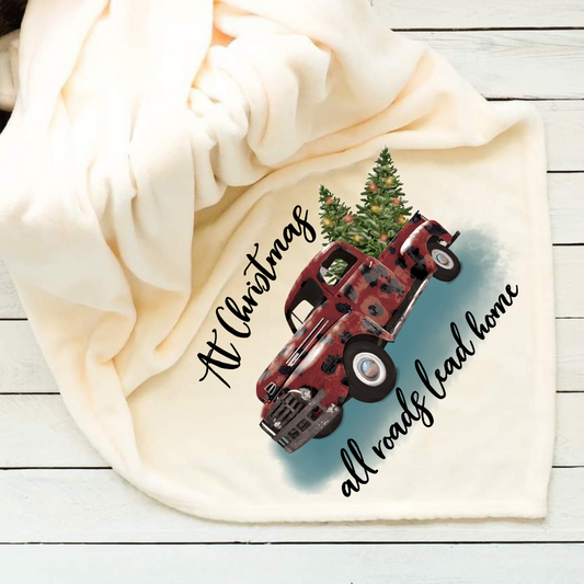 Christmas Old Truck Throw Blanket