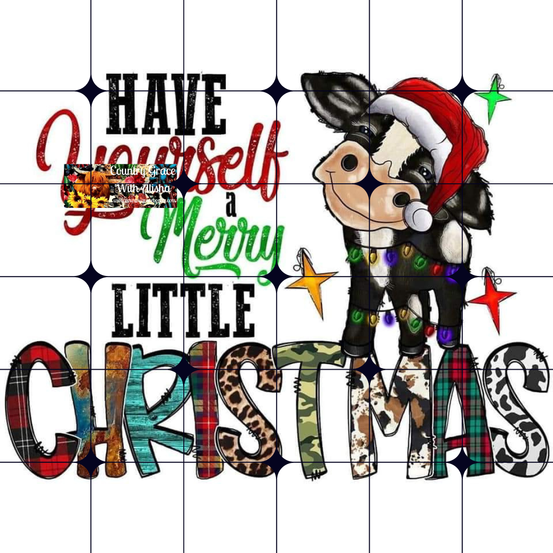 Christmas Western Cow Ready to Press Sublimation Transfer