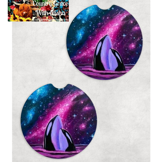 Galaxy Whale Neoprene Car Coasters