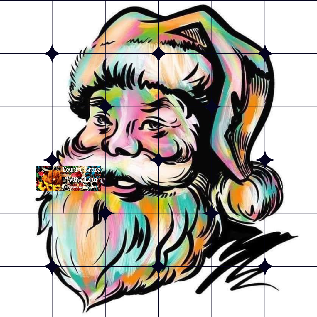 Watercolor Santa Christmas Ready to Press Sublimation Transfer
