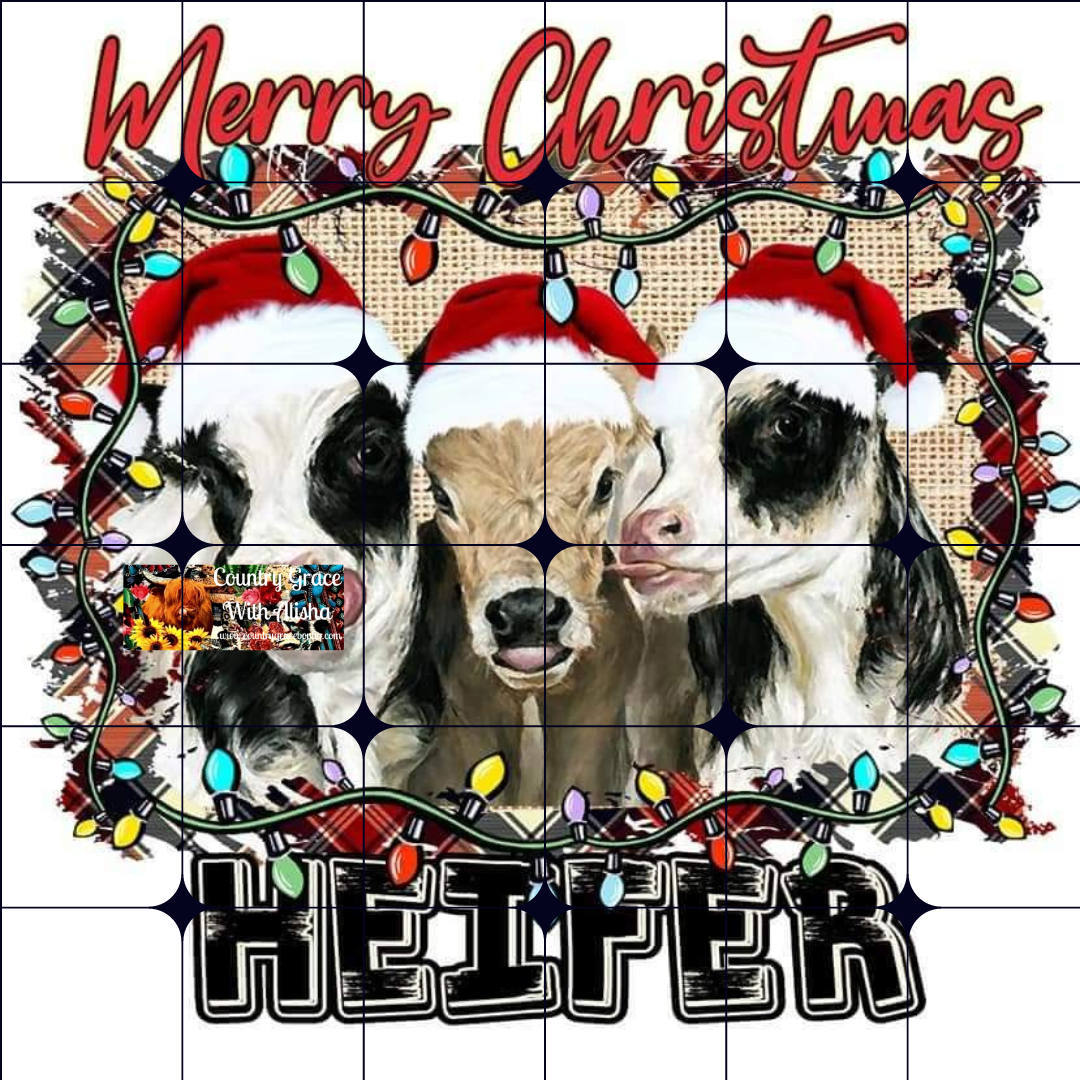 Merry Christmas Heifer Cow Ready to Press Sublimation Transfer – Country  Grace With Alisha