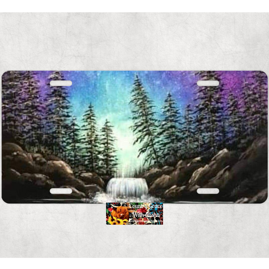 Waterfall Landscape Custom Handmade Car Tag License Plate